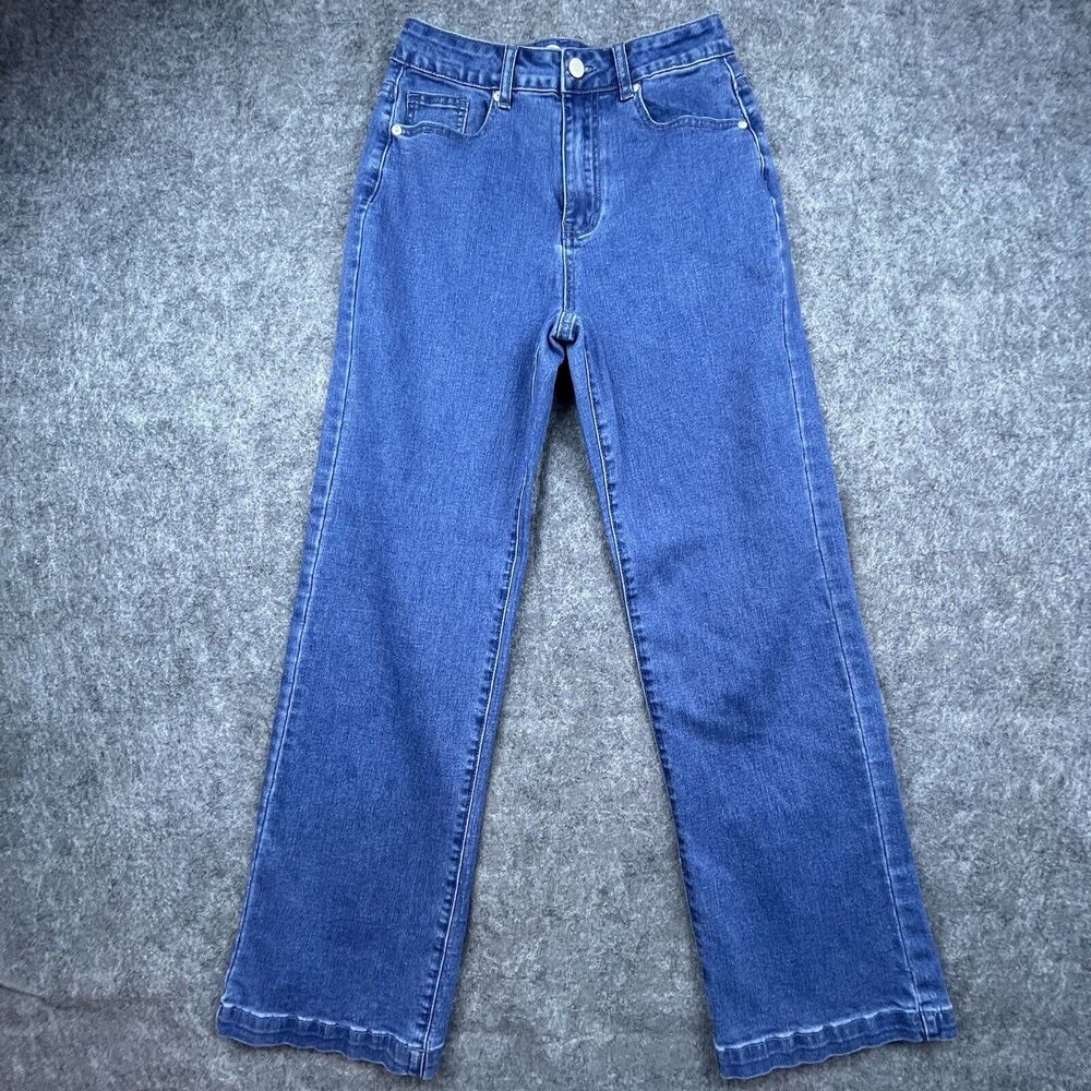 Ettelo Denim Collection Jeans Womens 6 Straight Leg High Rise Wide Baggy Minimal